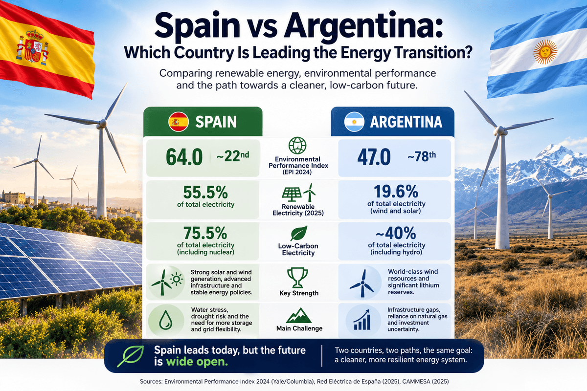 Spain and Argentina are following different paths towards a low-carbon future