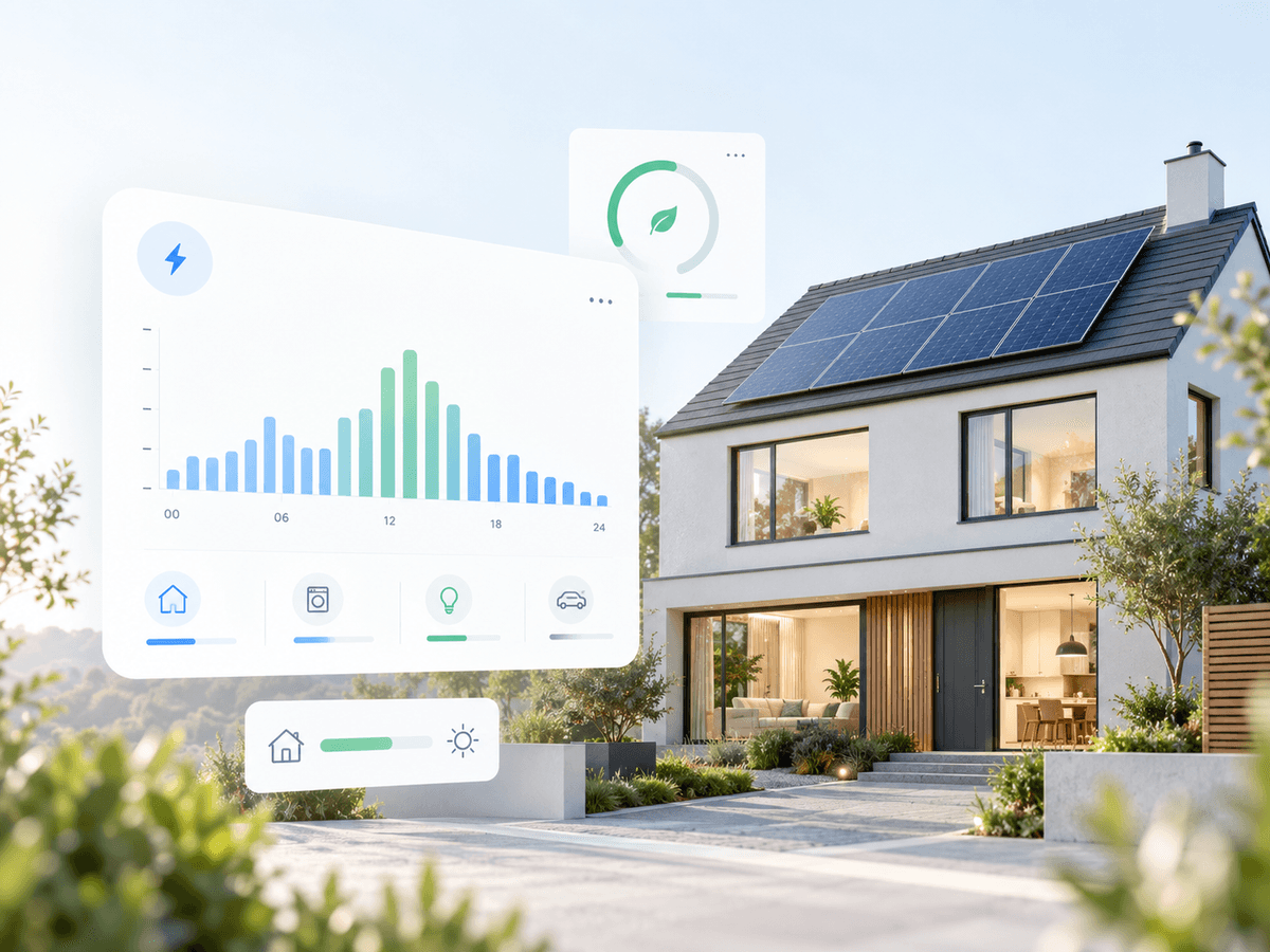 Smart home energy dashboard showing electricity usage patterns before solar installation