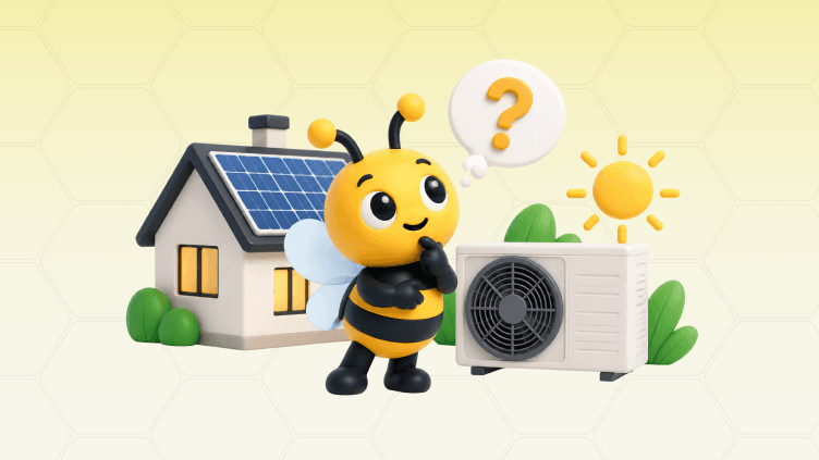 UK home with solar panels and an air source heat pump