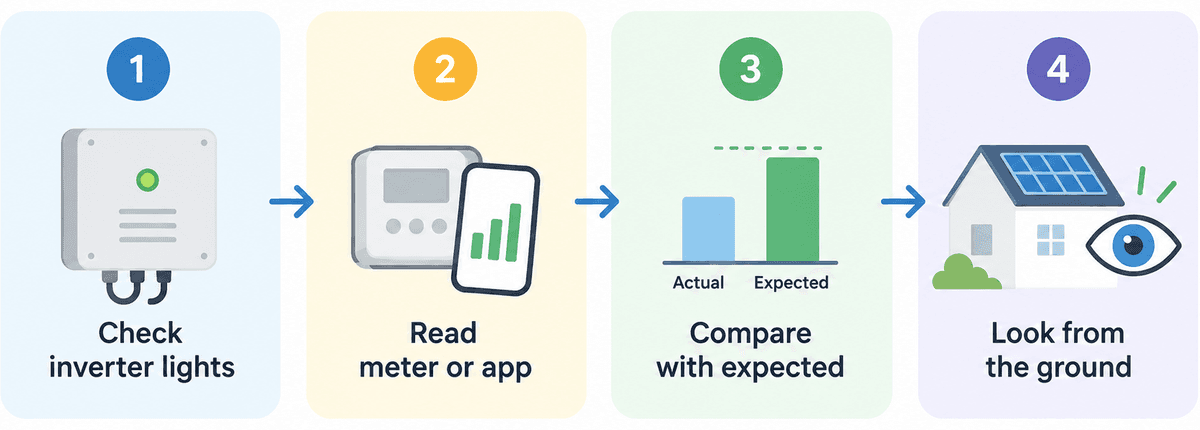 Four steps to check rooftop solar panels without a multimeter