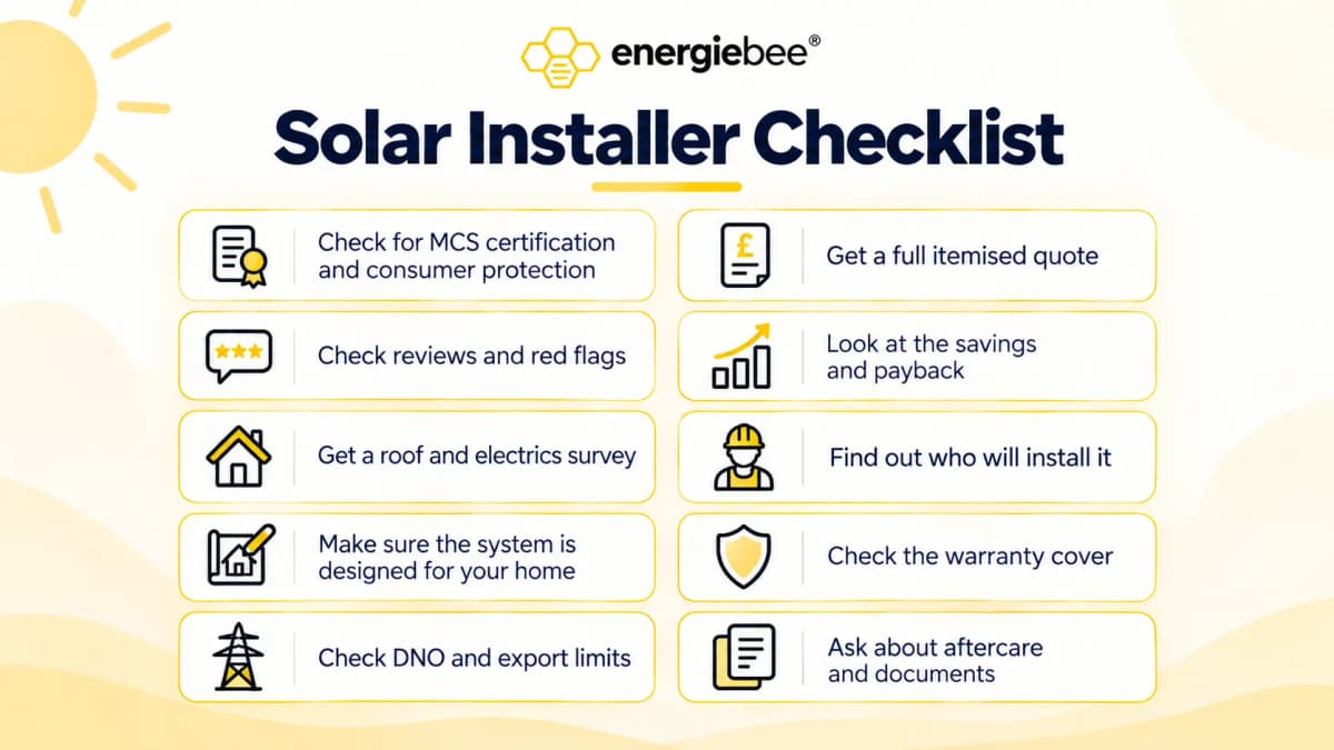 Solar installer checklist for UK homeowners