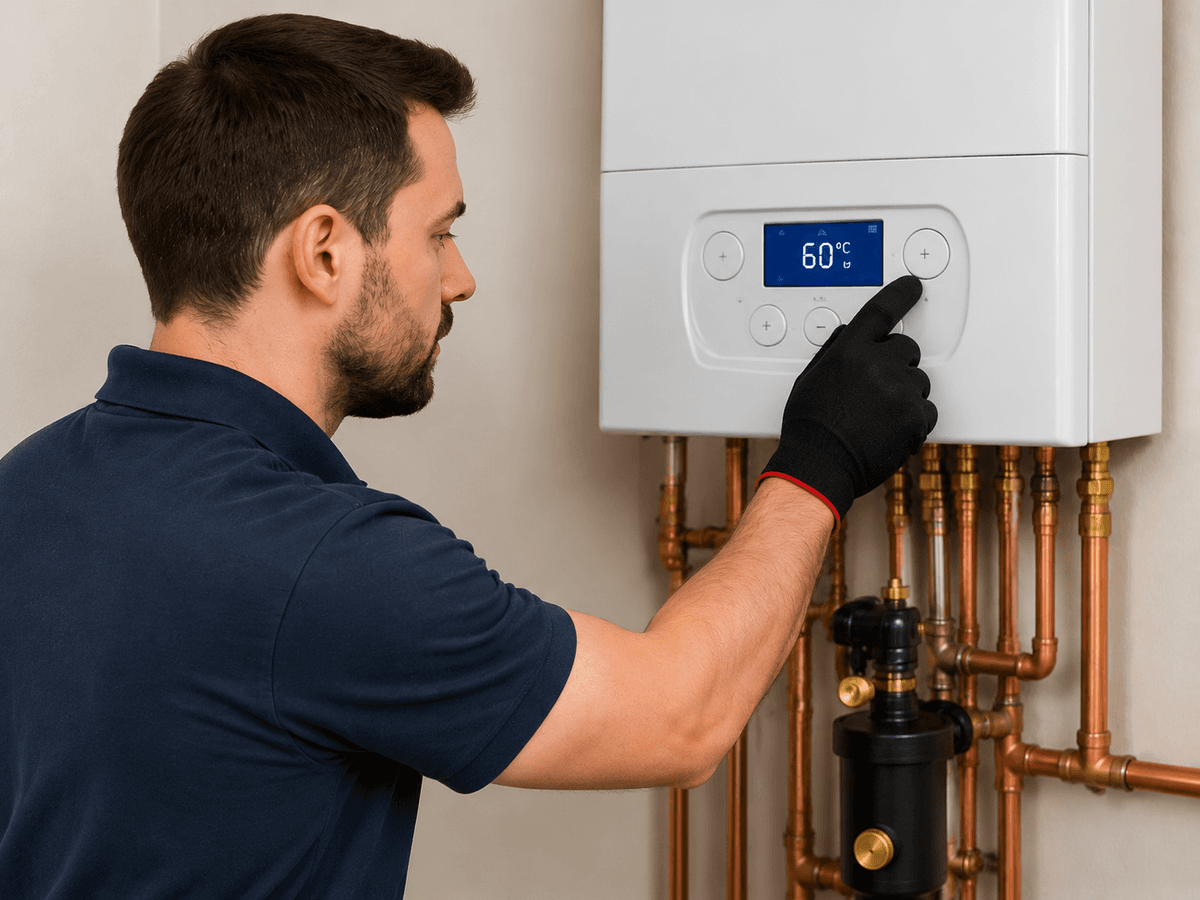 Boiler and radiator system running during a central heating chemical cleaning process