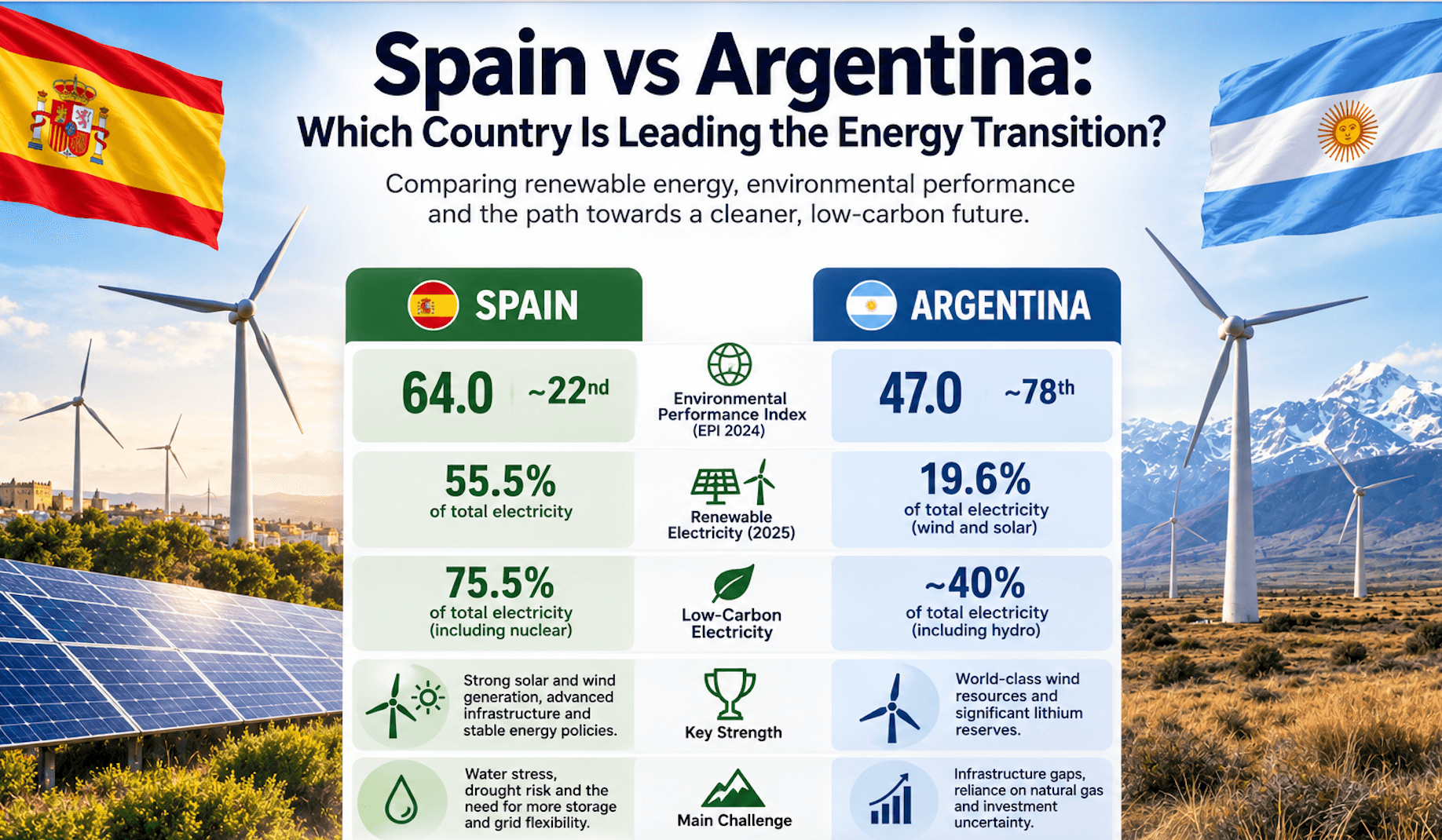 Spain vs Argentina: Which Country Is Leading the Energy Transition?