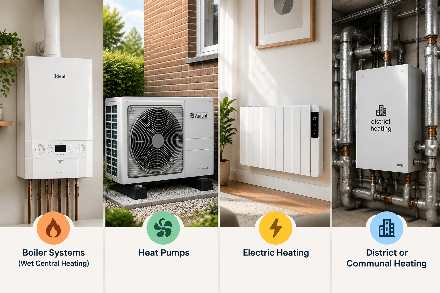 Four Heating System Types Overview Graphic
